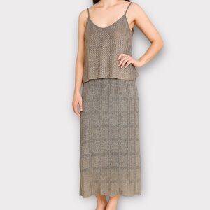 Vintage Damianou Women’s Dress Large Tiered Crochet Metallic Shimmer Gatsby 20s